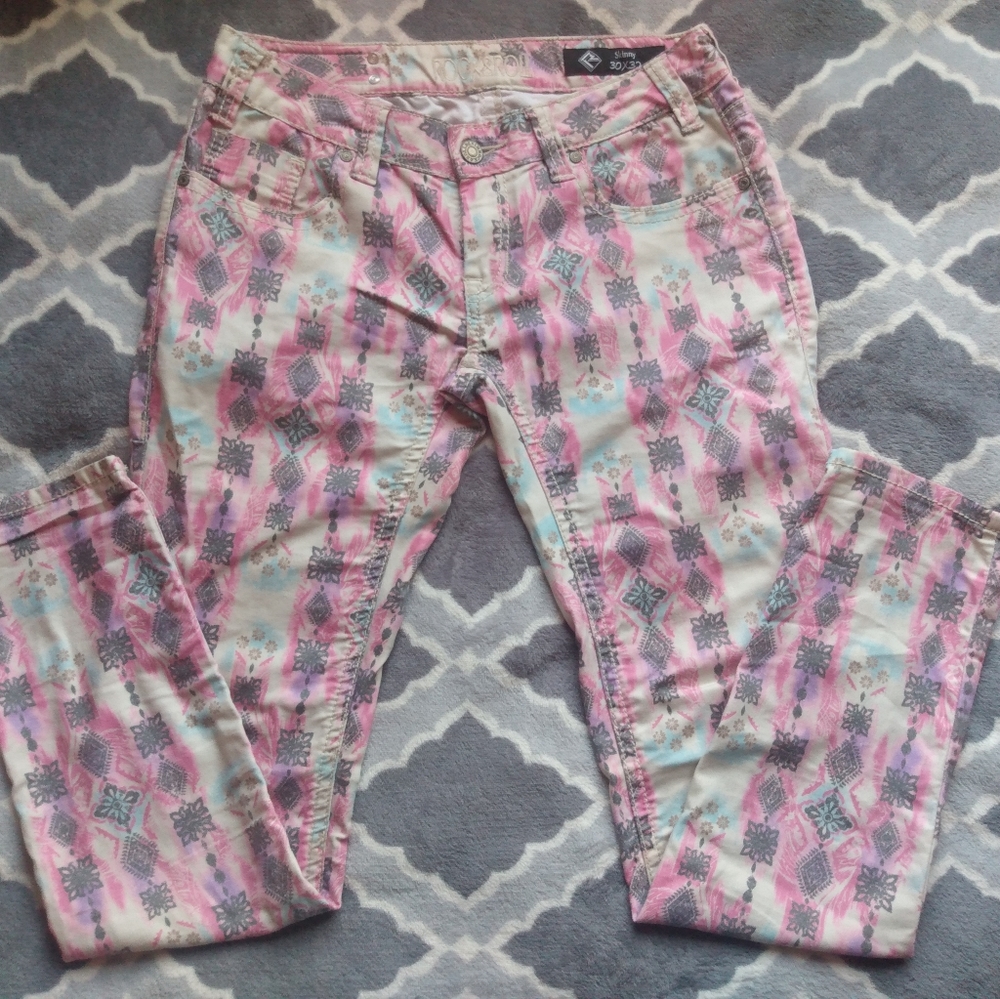 Rock & Roll Cowgirl Pink Print Skinny Jeans